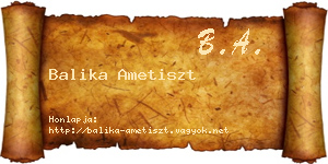 Balika Ametiszt névjegykártya